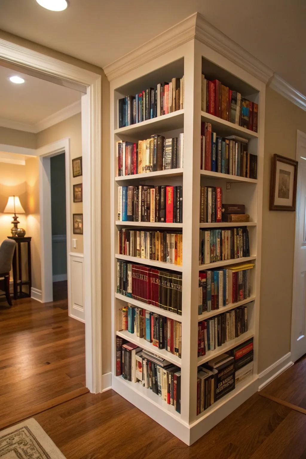 Corner bookshelves are perfect for making the most of those often-forgotten spaces.