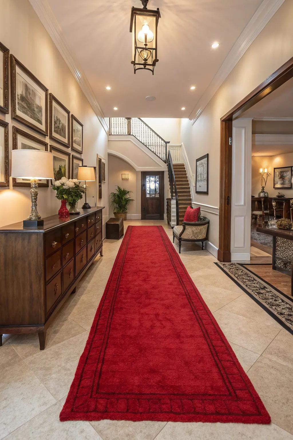 An unexpected color splash creates a lively entryway.