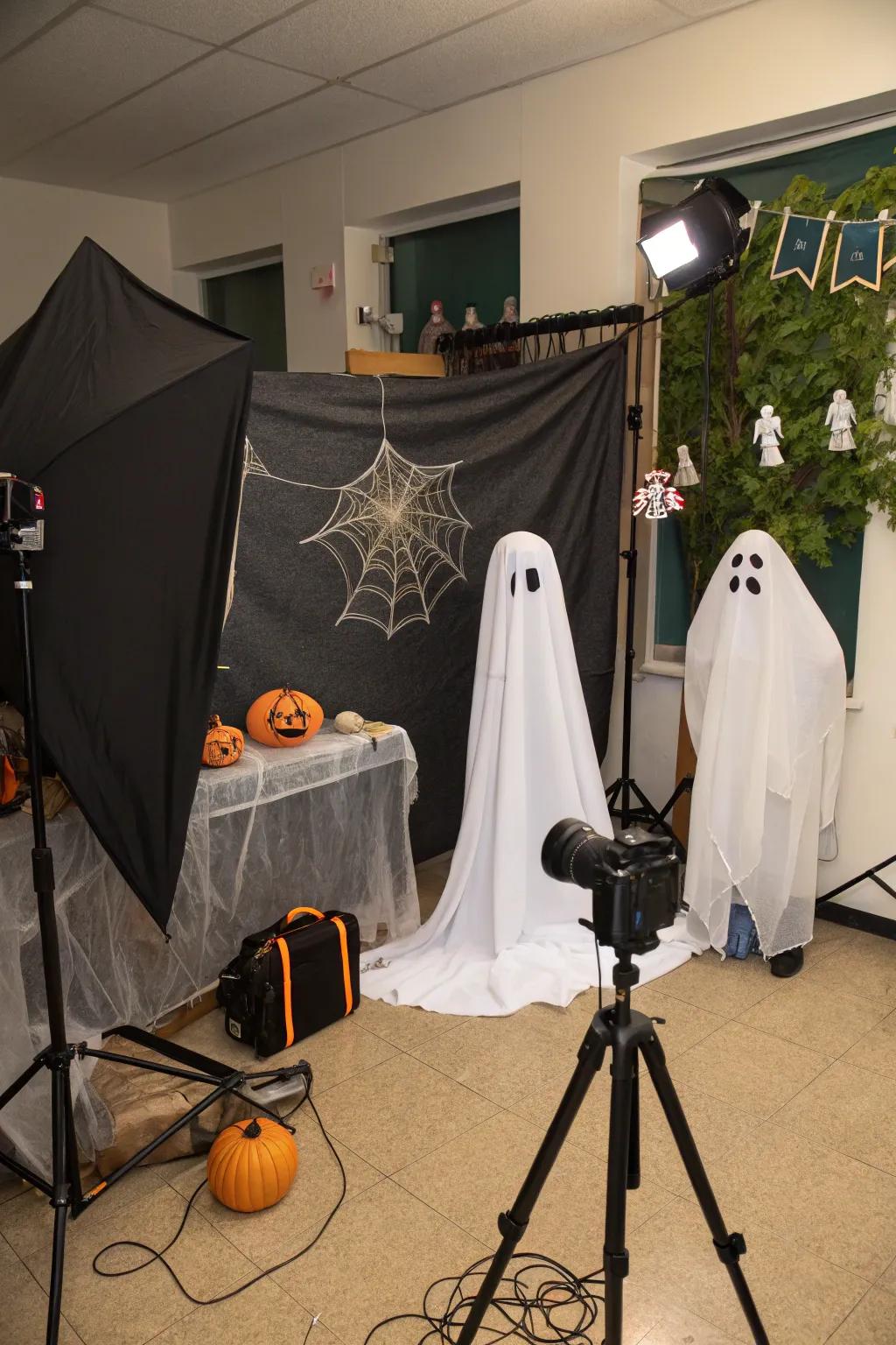 Capture the spirit of Halloween with a fun phantom photo booth.