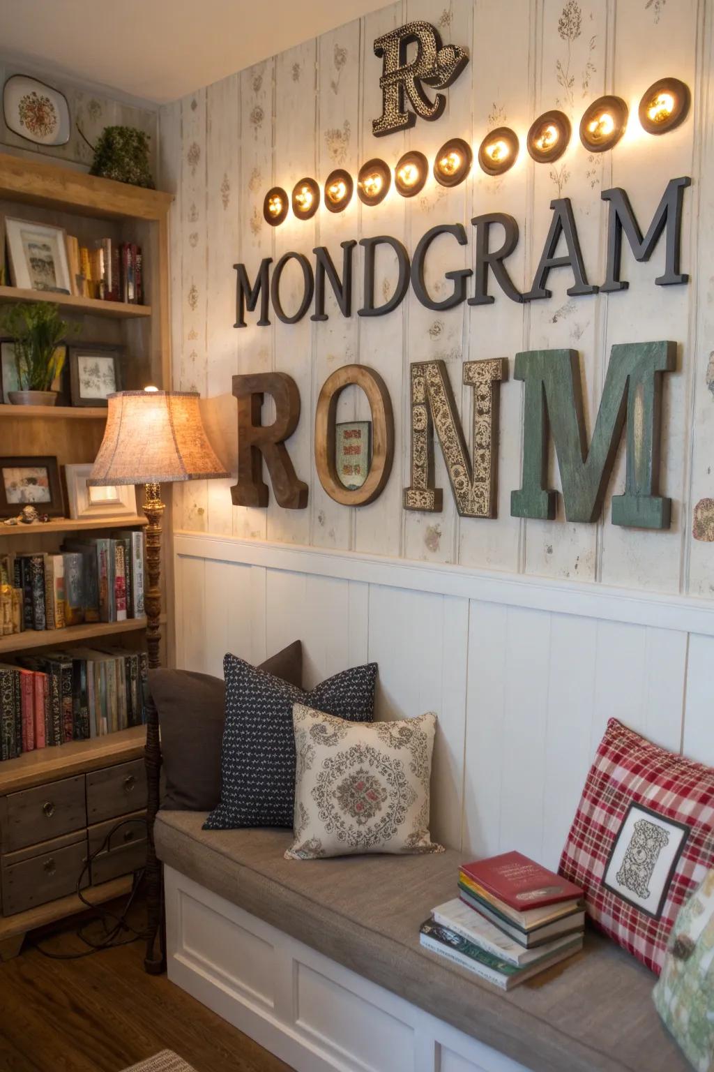 Vintage-inspired monograms add nostalgic charm.