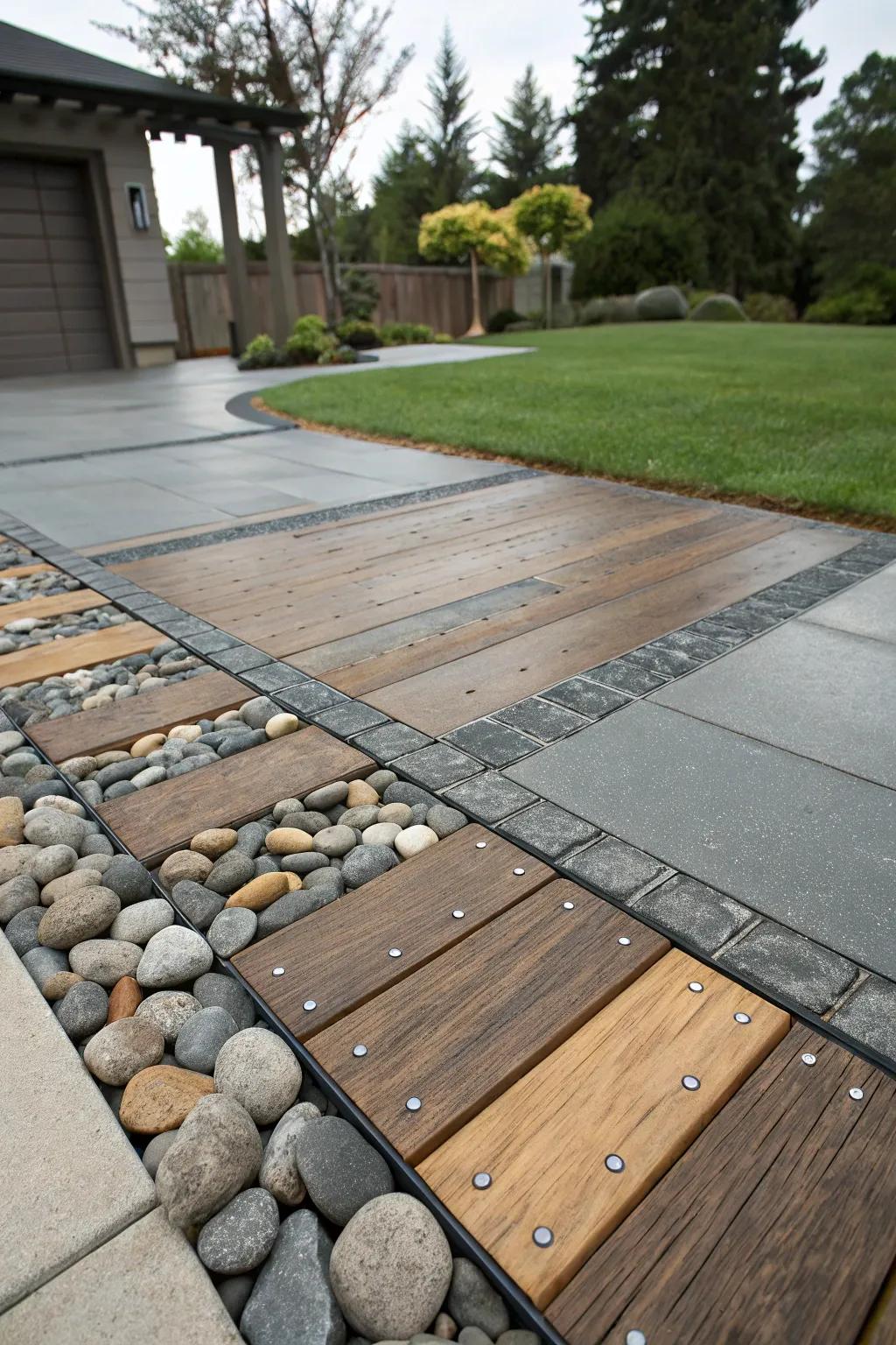 Mixing materials adds texture and visual interest.