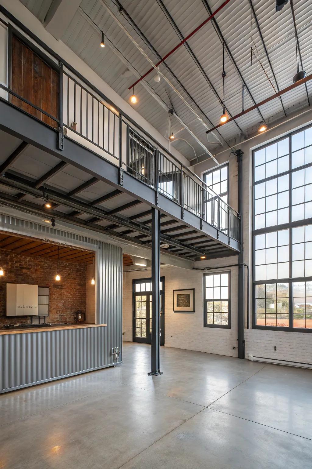 Define spaces in your loft with stylish metal wainscoting.