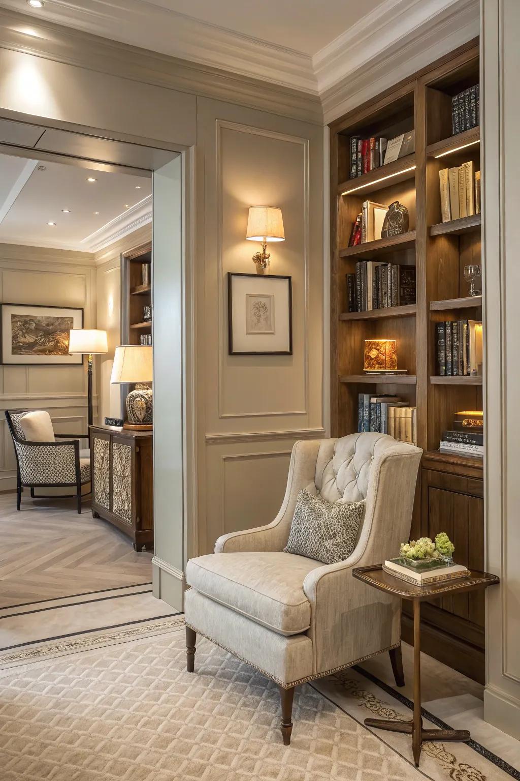 A seamlessly integrated nook that complements the room's décor.