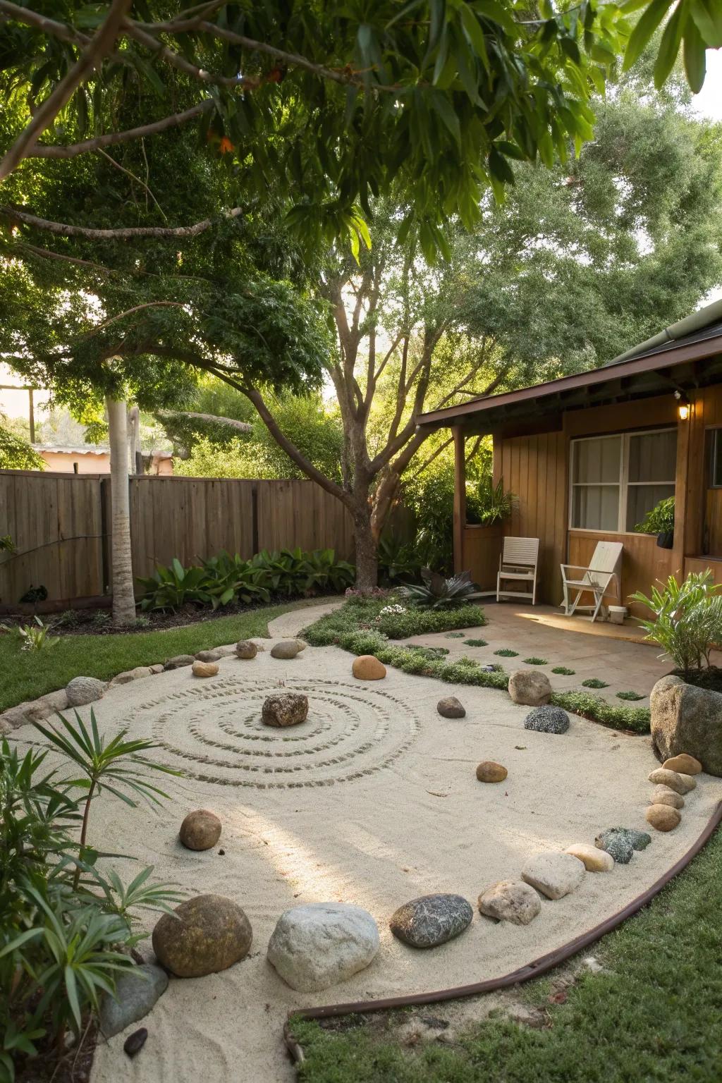 Find peace in a sand thinking circle.