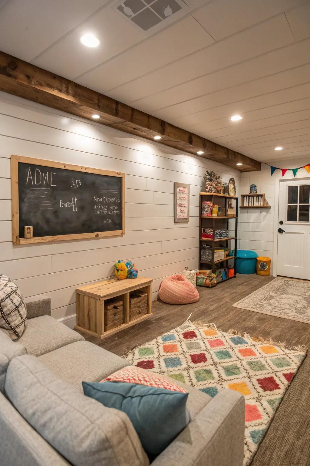 Family fun with interactive design and board and batten.