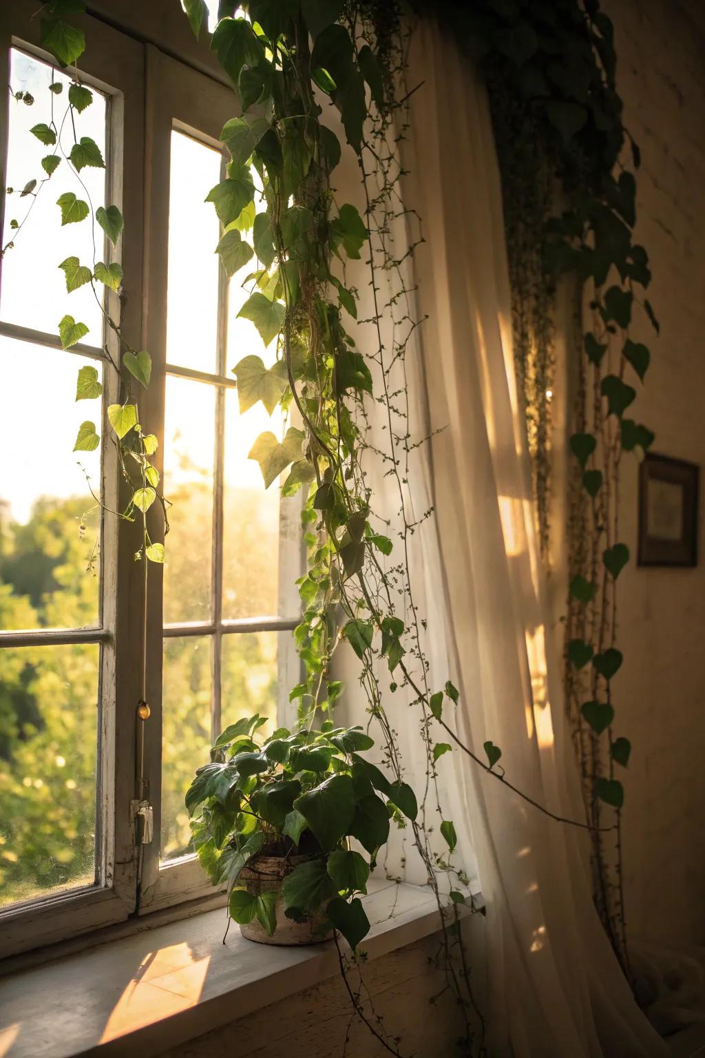 Soften light beautifully with vine-draped windows.