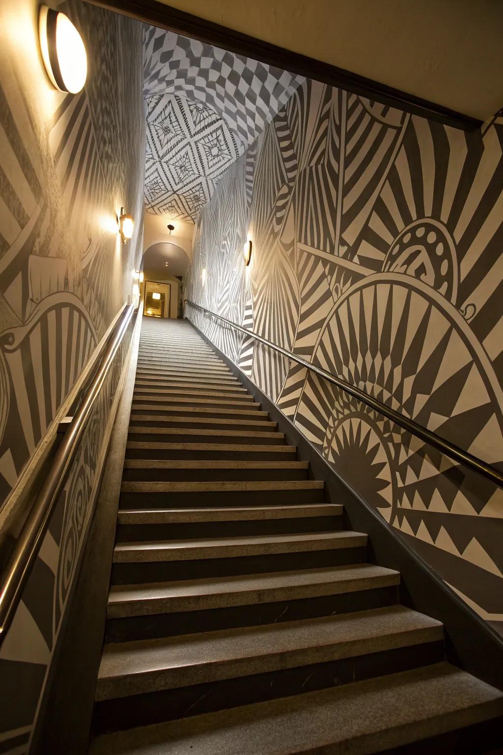 Create intrigue through optical illusion wallpapers.