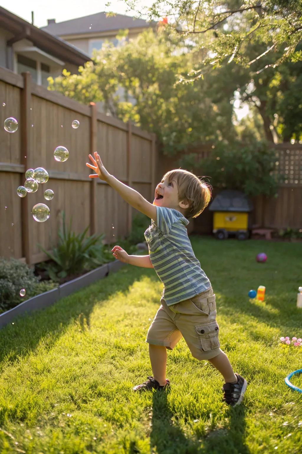 Bubbles bring a magical and playful atmosphere to photos.