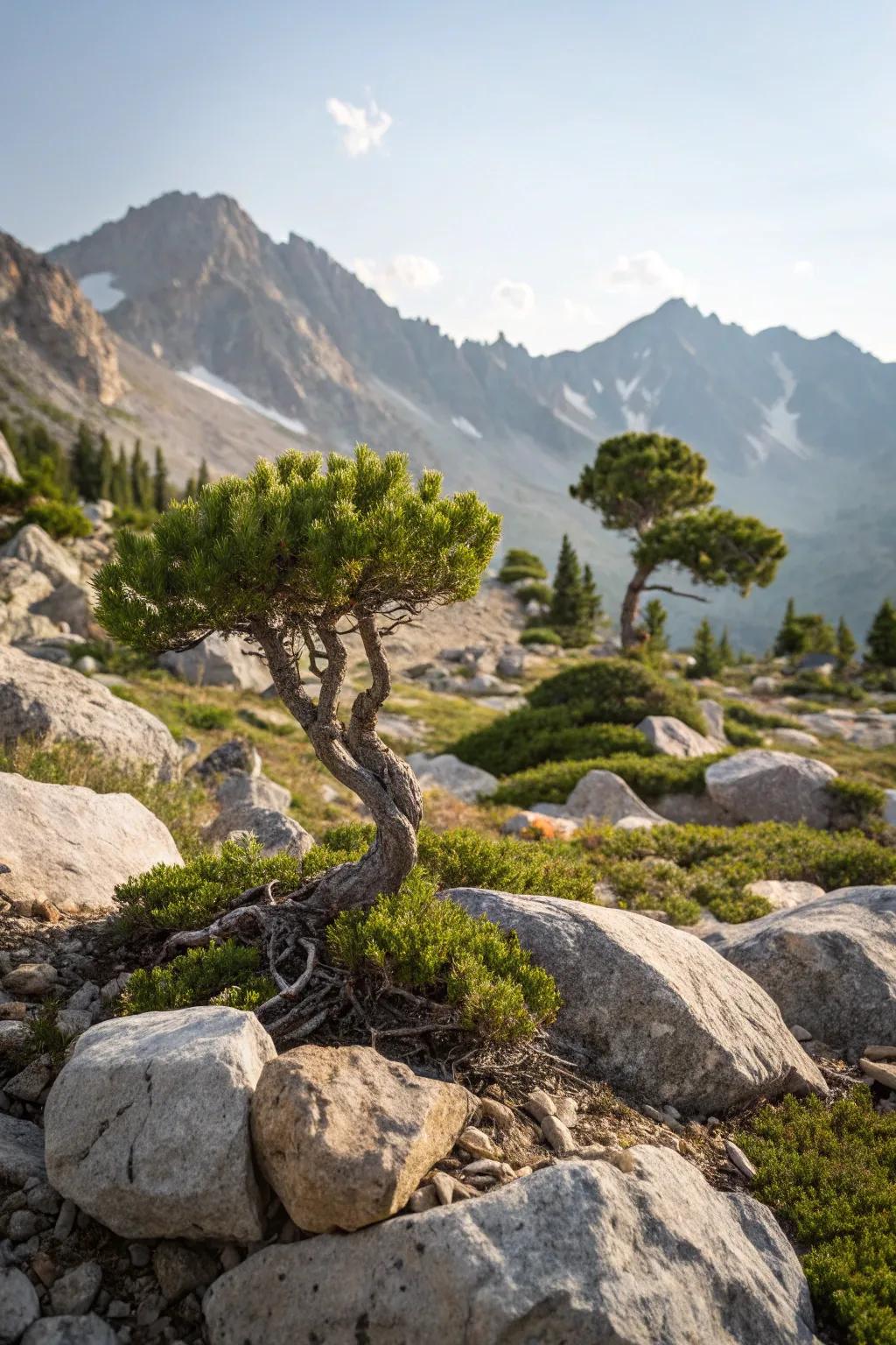 A forest touch with charming miniature trees.