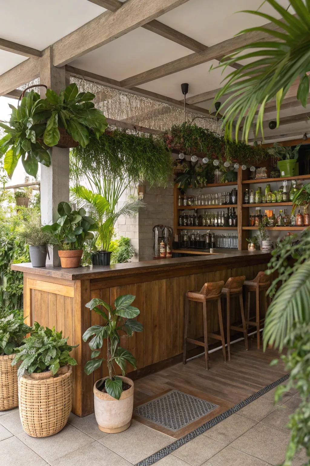 Greenery adds life and peace to your bar.