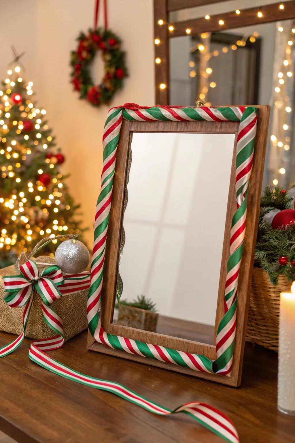 Ribbon borders add an elegant touch to holiday decorations.