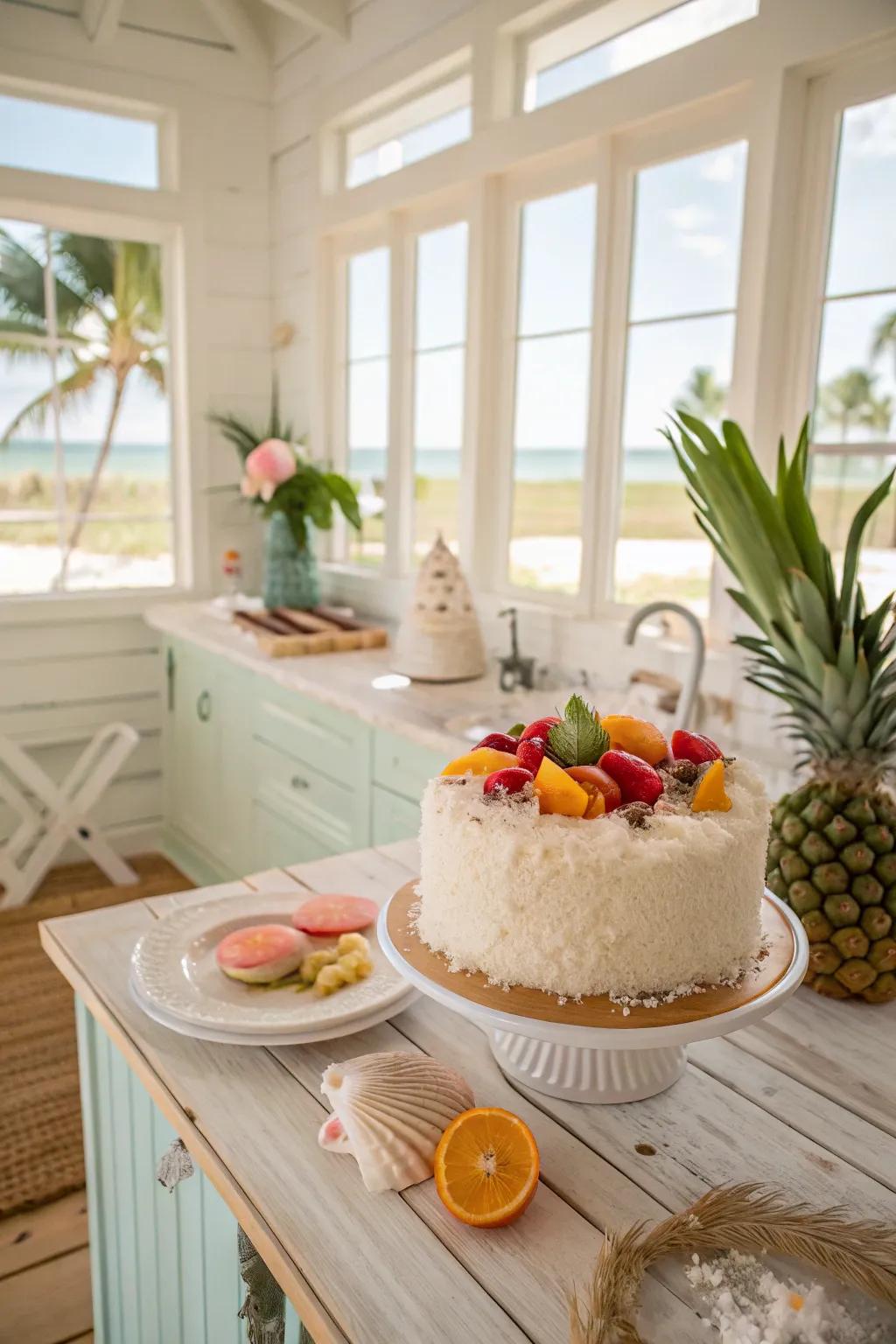 A tropical breeze cake that brings island vibes to your table.