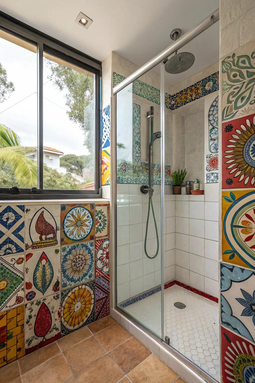 Express yourself through an artful shower design.