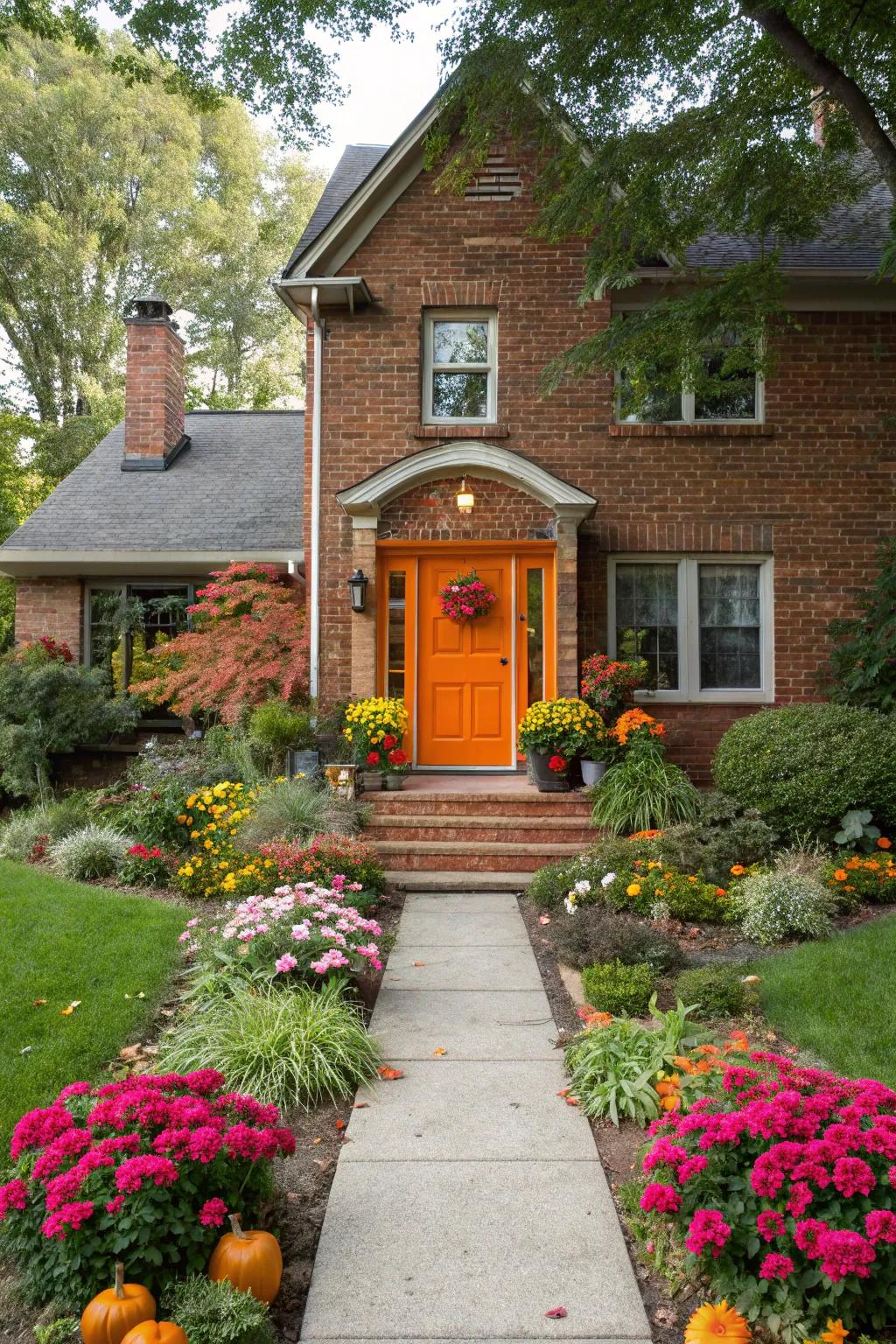 Lively and fun bright orange door.