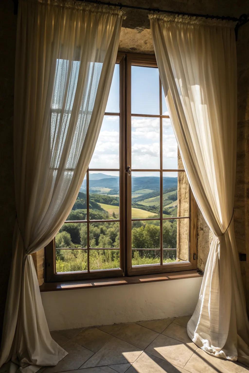 Use curtains to frame a view, creating a work of art.