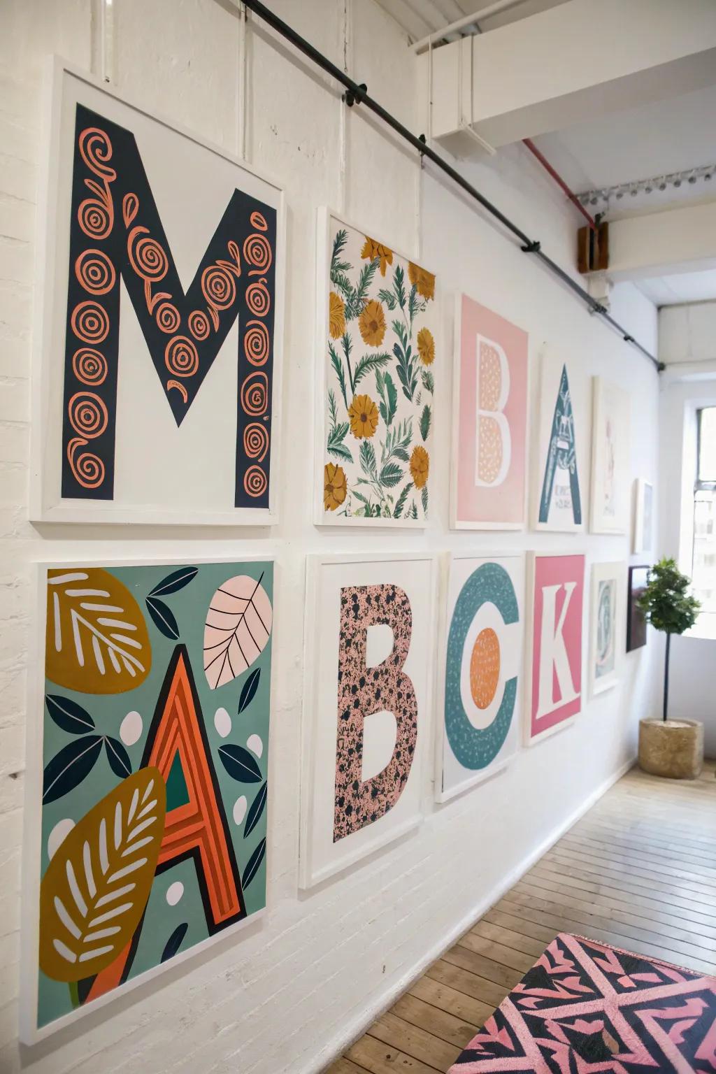 Abstract initial art adds a modern, artistic touch.