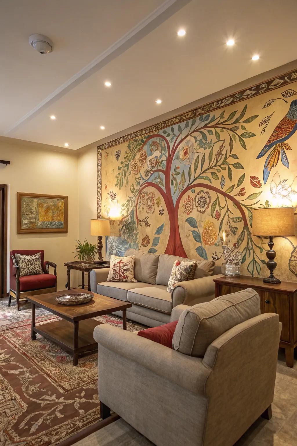 A personalized mural creates a signature work.