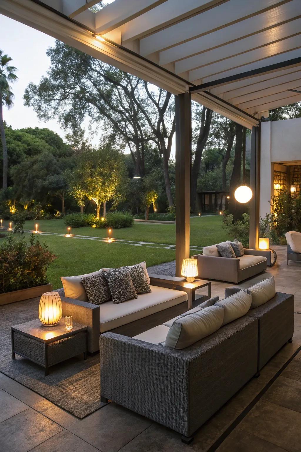 A cozy outdoor spot great for relaxing and having fun.
