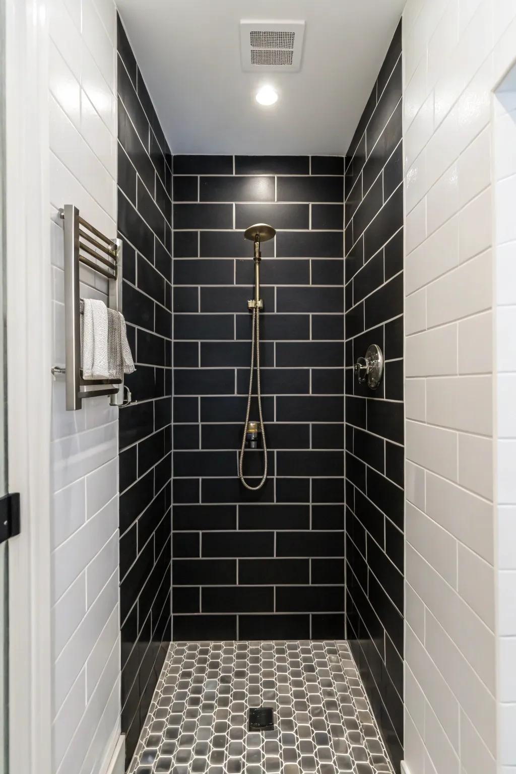 Black tiles make a sleek and dramatic statement.