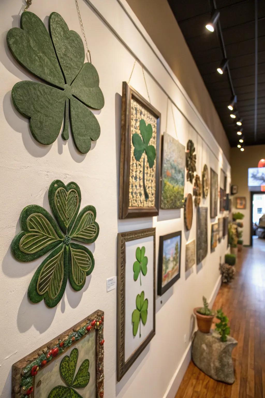 Fashion a compelling exhibition through disparate shamrock pieces.