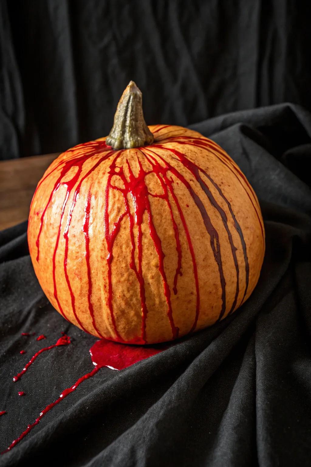 Pumpkin with a dramatic gory goo effect.