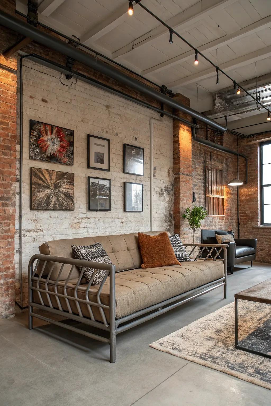 Metal-framed sofas introduce an industrial edge to your space.