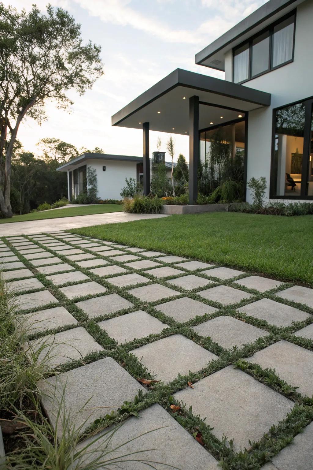 Patterned concrete combines strength with style.