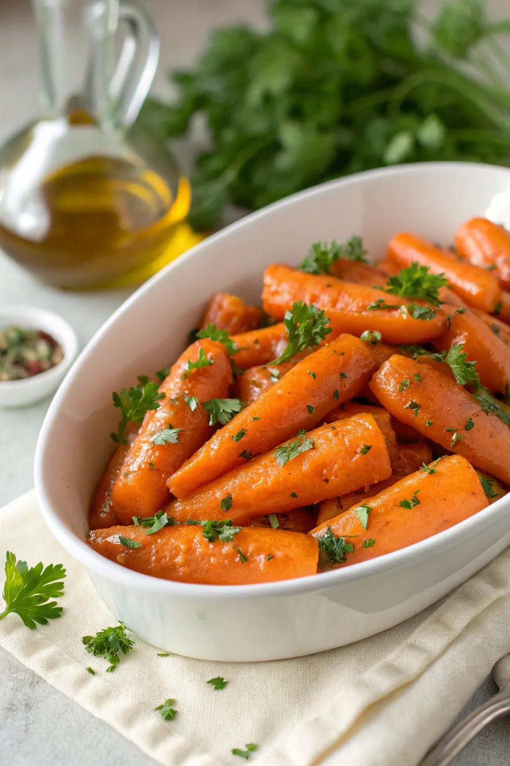 Honey glazed carrots, a sweet and savory side dish.