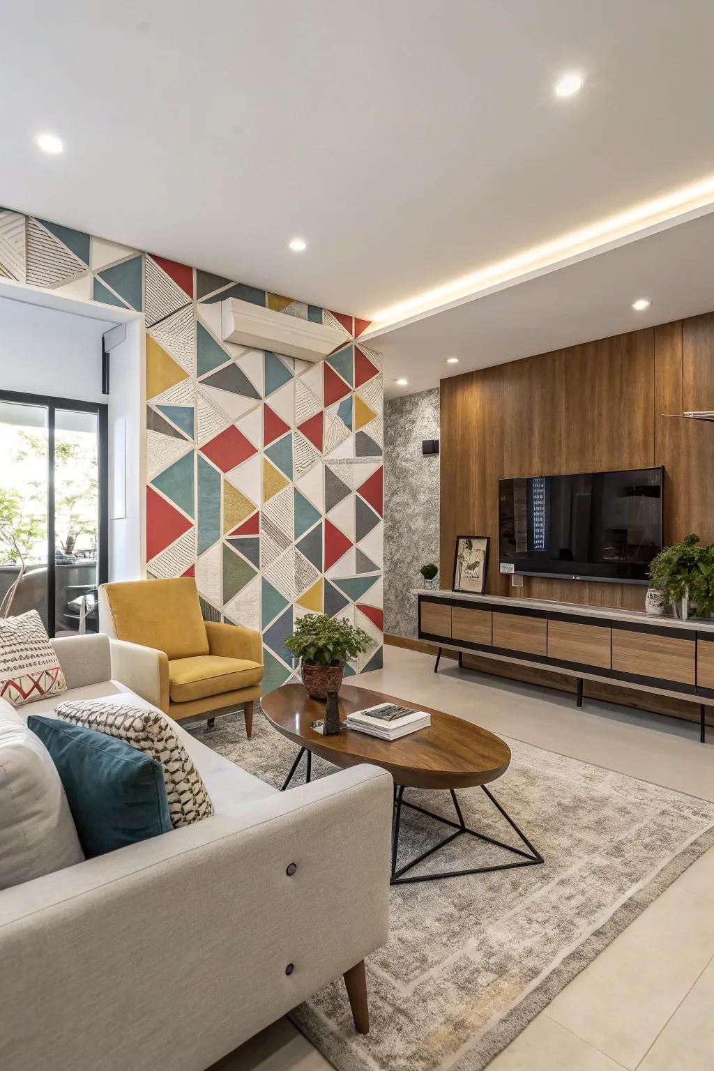 Shaped images increase modern artistry on the space.