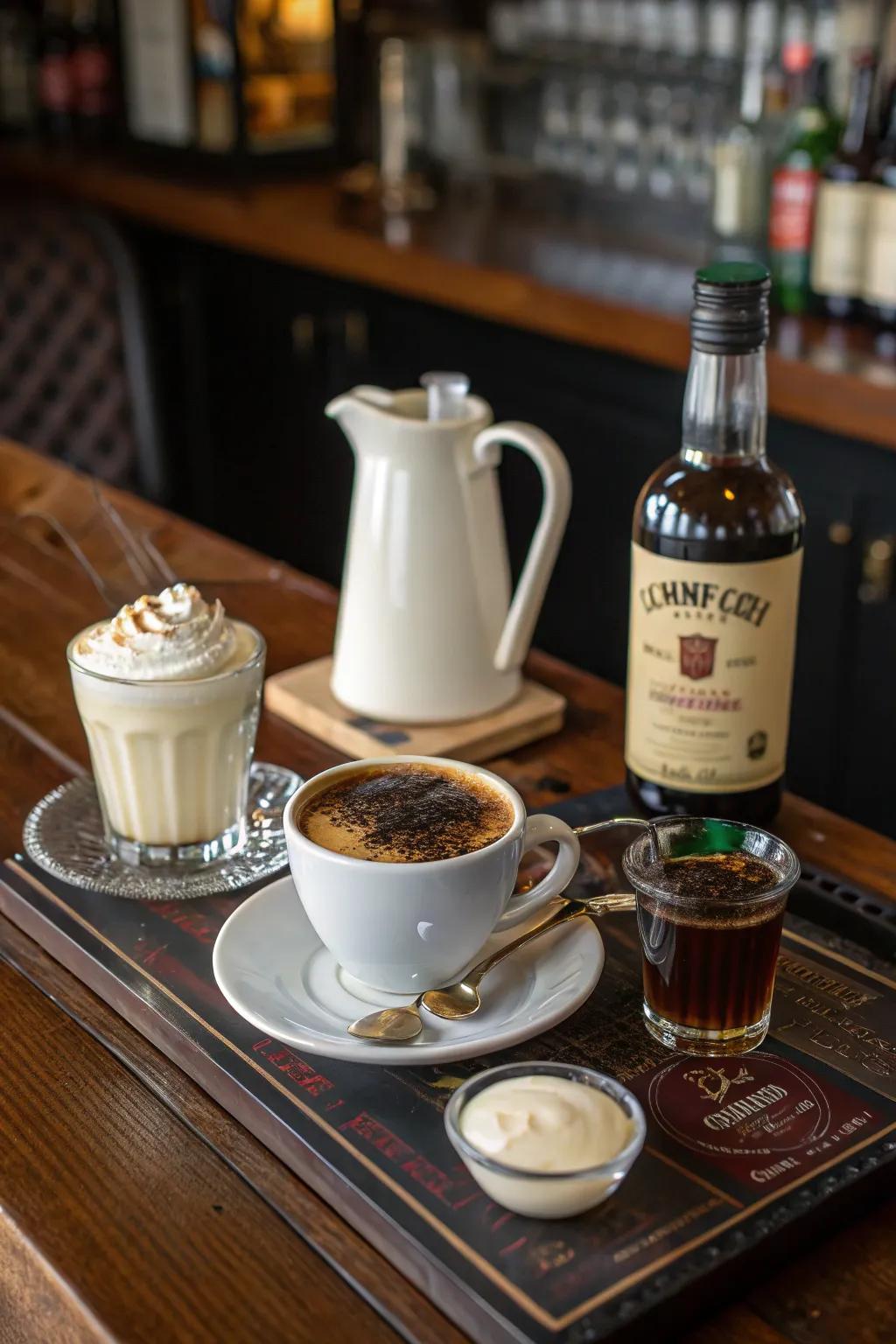 An Irish coffee bar offers warmth and comfort on a festive evening.