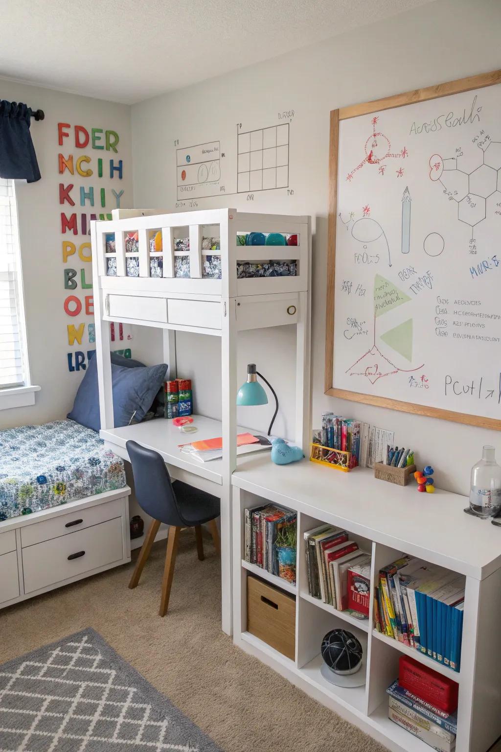 A science lab corner encourages learning and curiosity in a fun way.