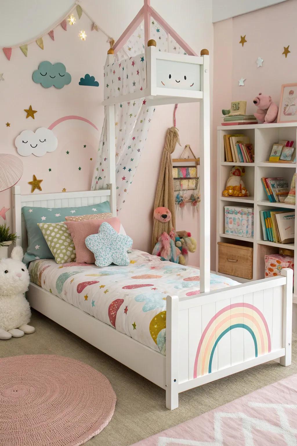 A whimsical bed frame adds a playful touch to any space.