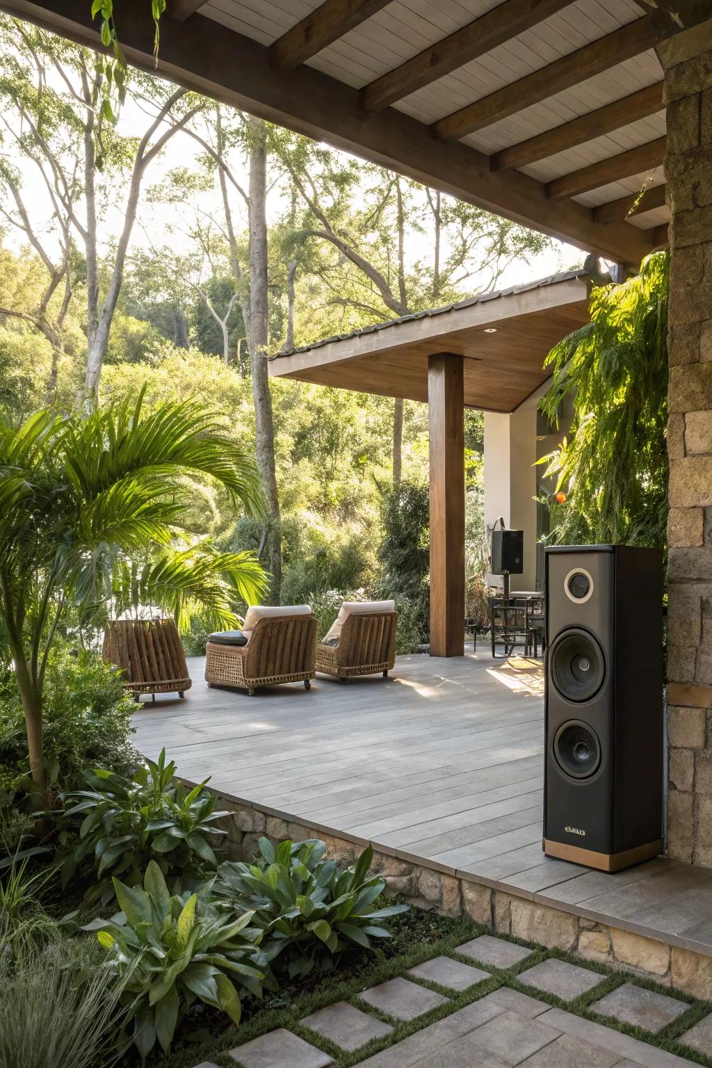 Open-air speakers bring music to your garden.