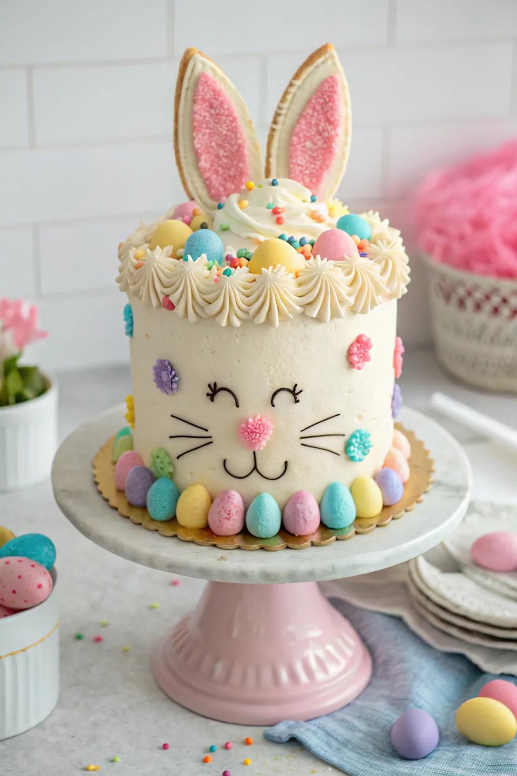 Easter bunny cake, a whimsical and festive dessert.