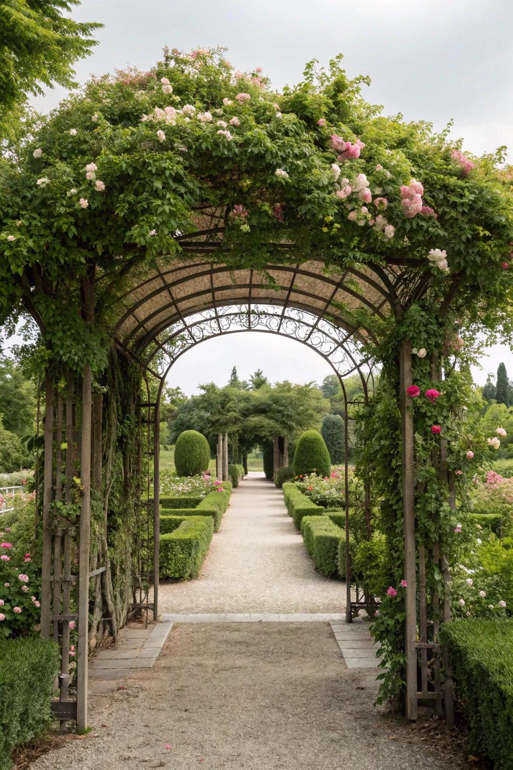 Archways add grace and charm to garden pathways and entrances.