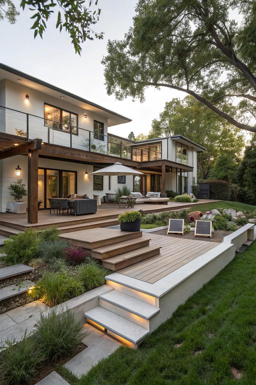 Elevate your design with multi-level outdoor spaces.