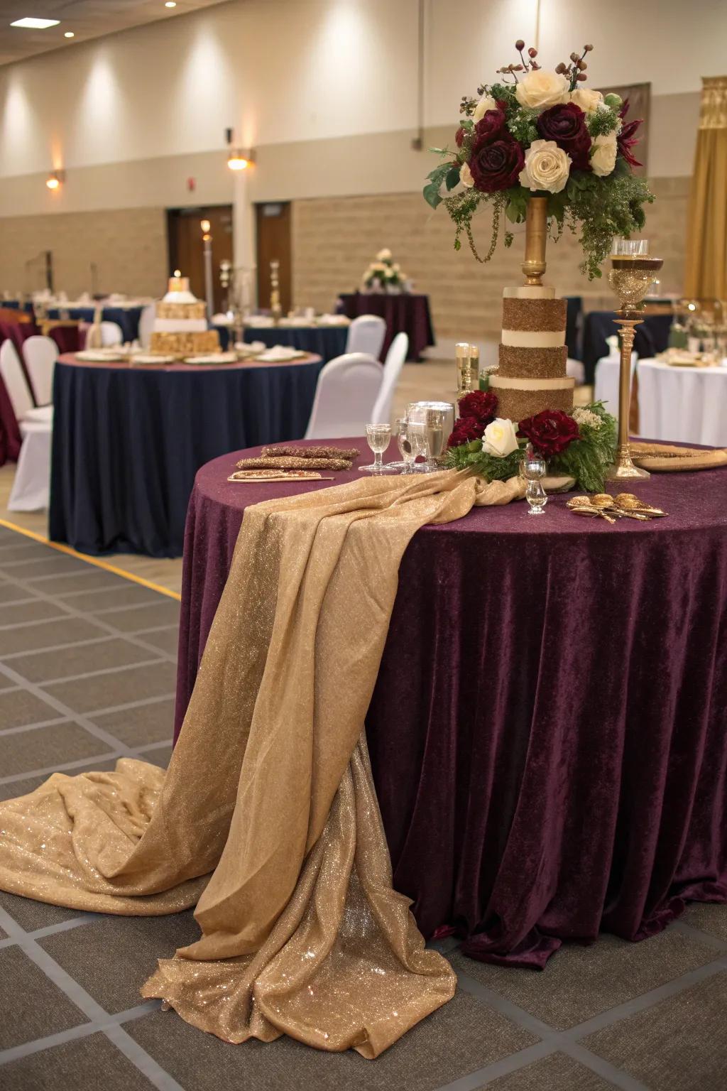 Merge textural fabrics for a visually compelling configuration.