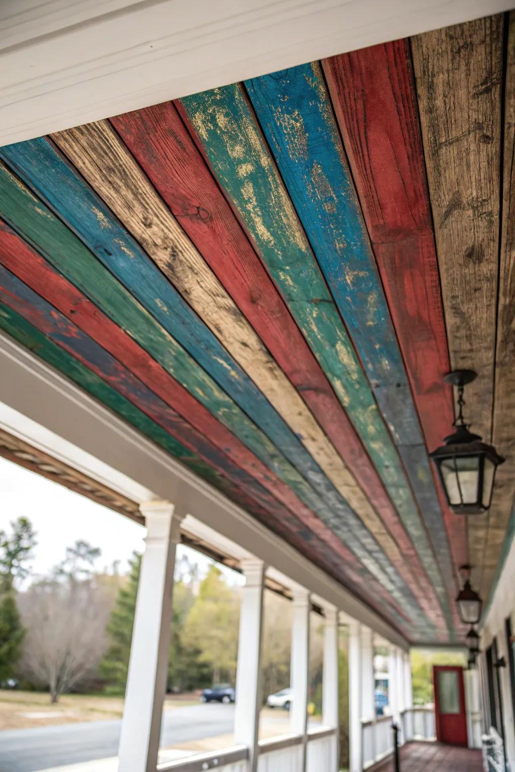 Colorful stains provide a bold and rustic twist.