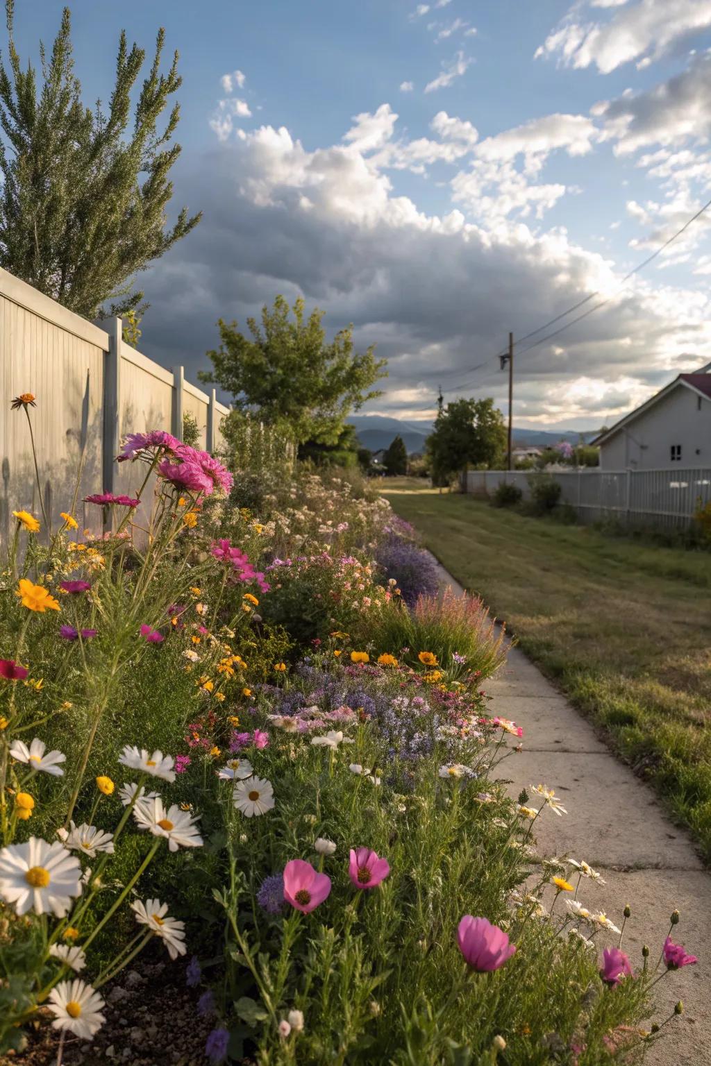 A wildflower garden brings color and life.