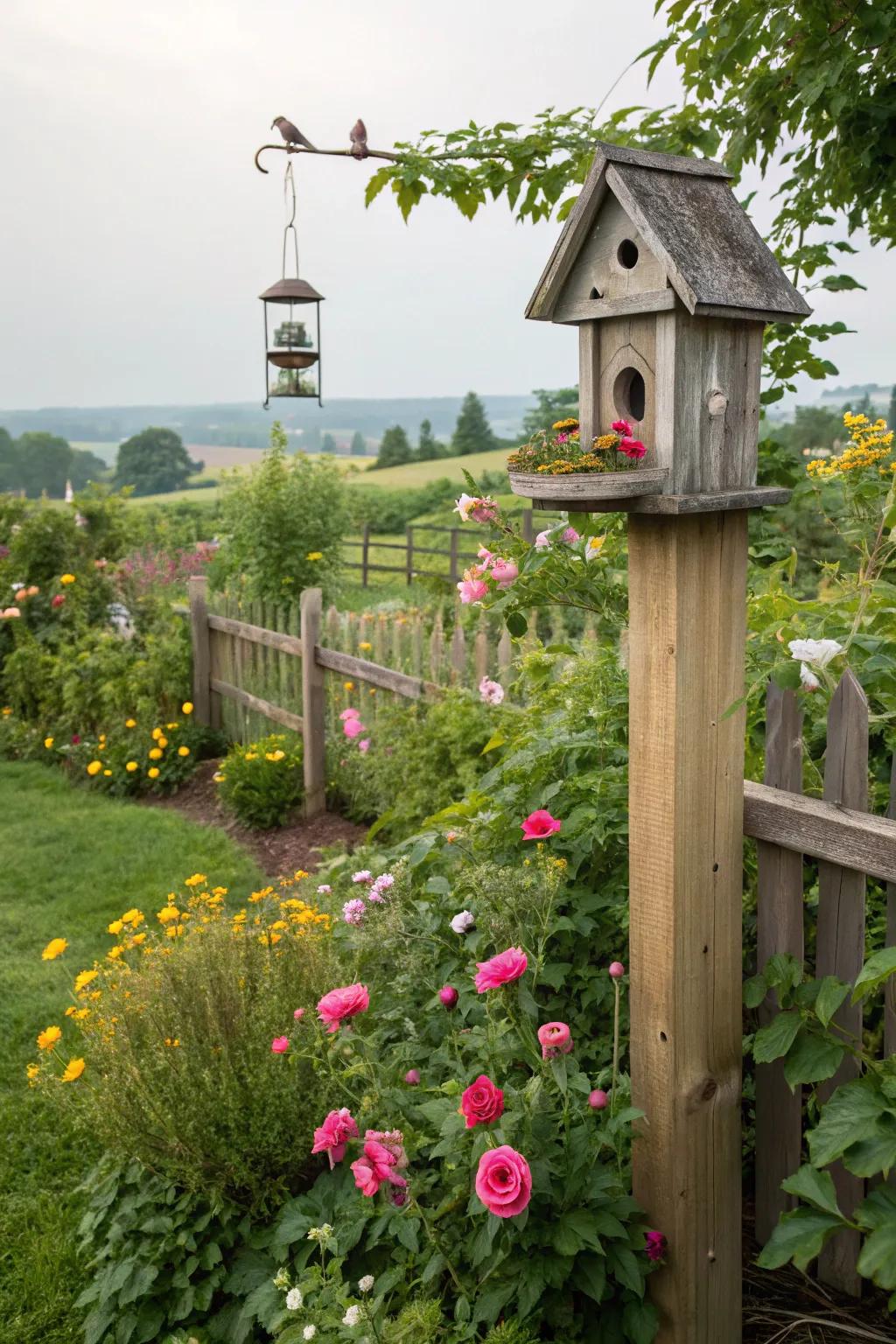 Bird-friendly features bringing life and movement to the garden.