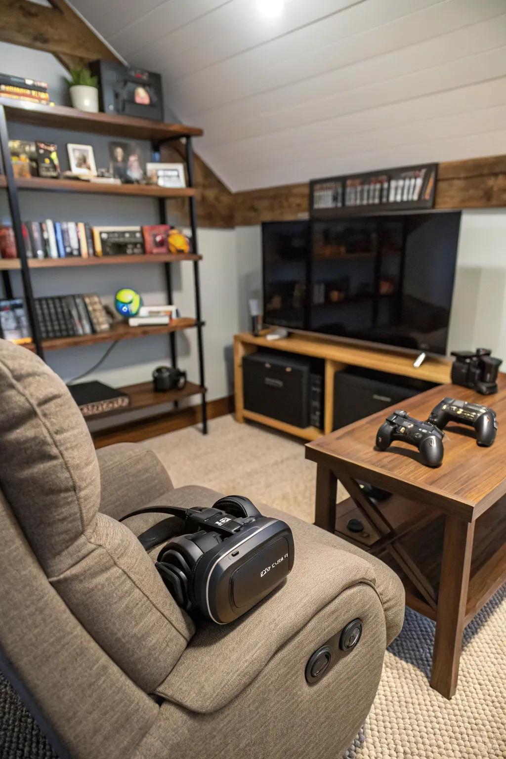 A virtual reality setup transforms the space