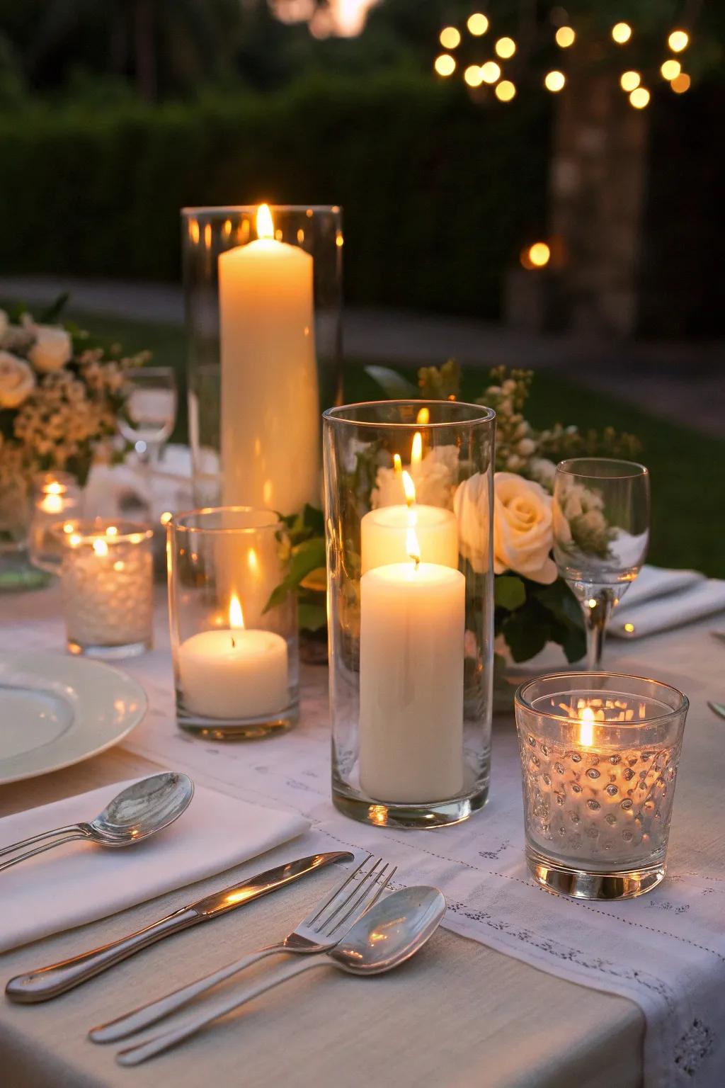 A table arrangement using elegant candlelight.
