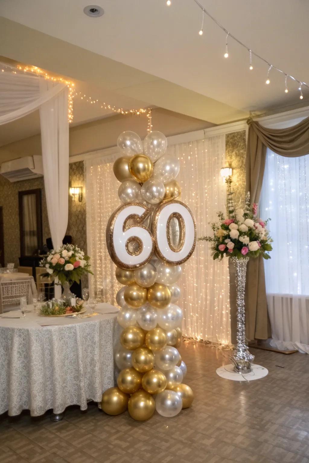 Let '60' shine as the centerpiece.