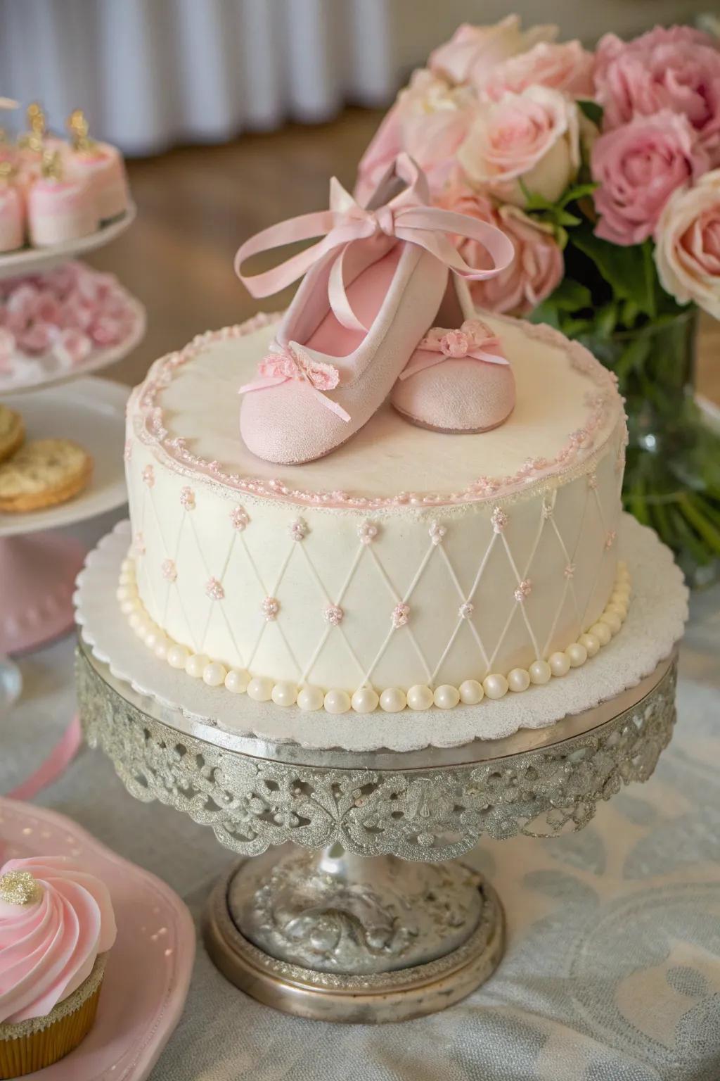 Elegant ballet slipper decorations lending a touch of refinement.