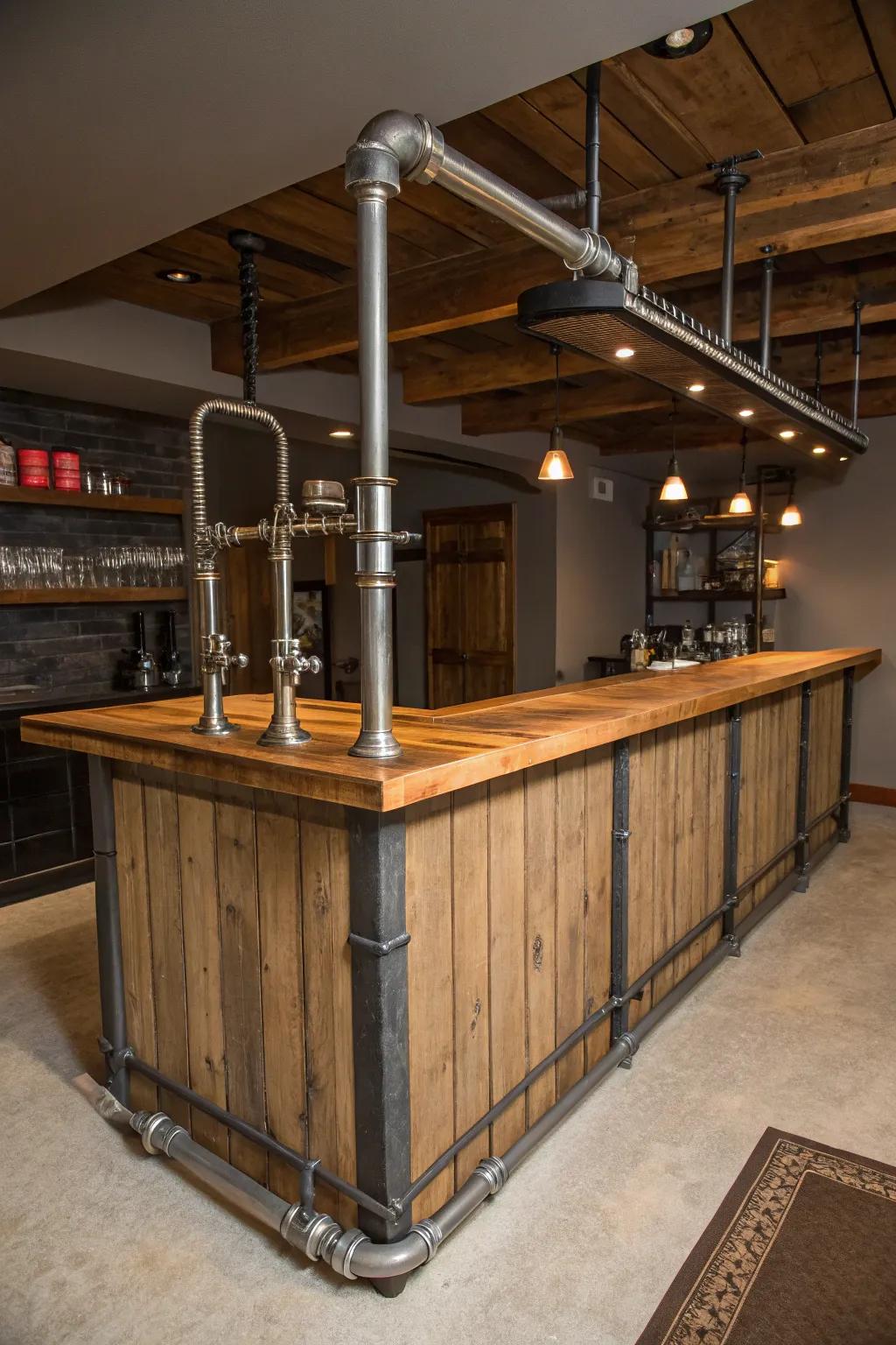 Industrial touches add a tough yet classy vibe to your bar.