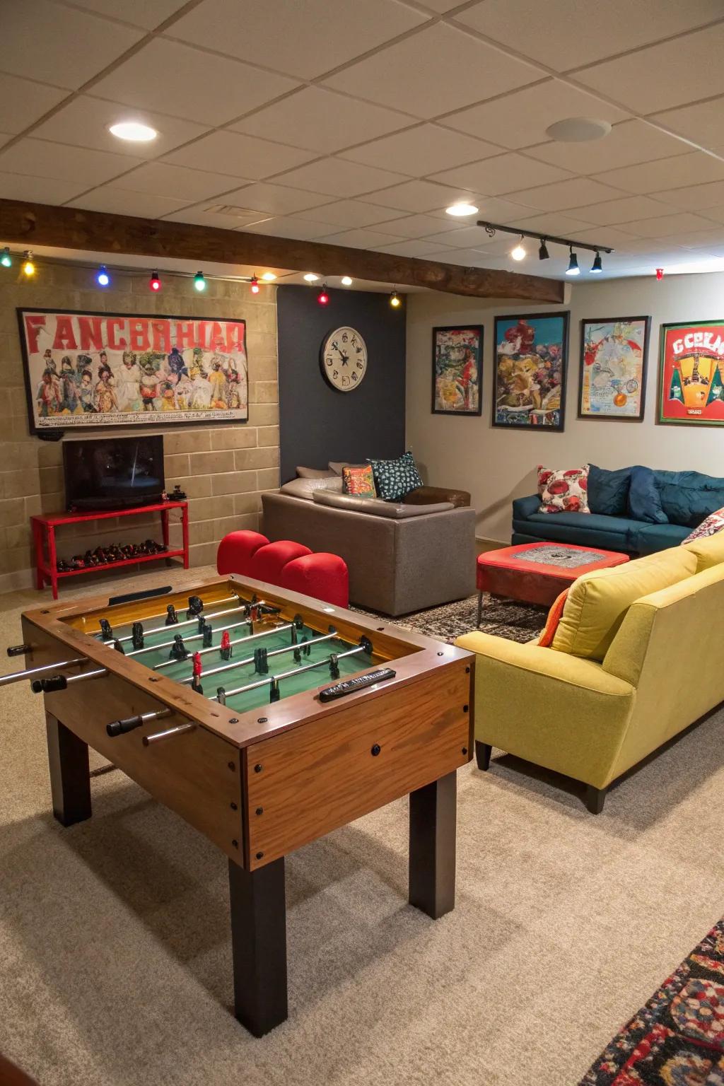 Infuse a sense of fun into your basement with a table soccer table.