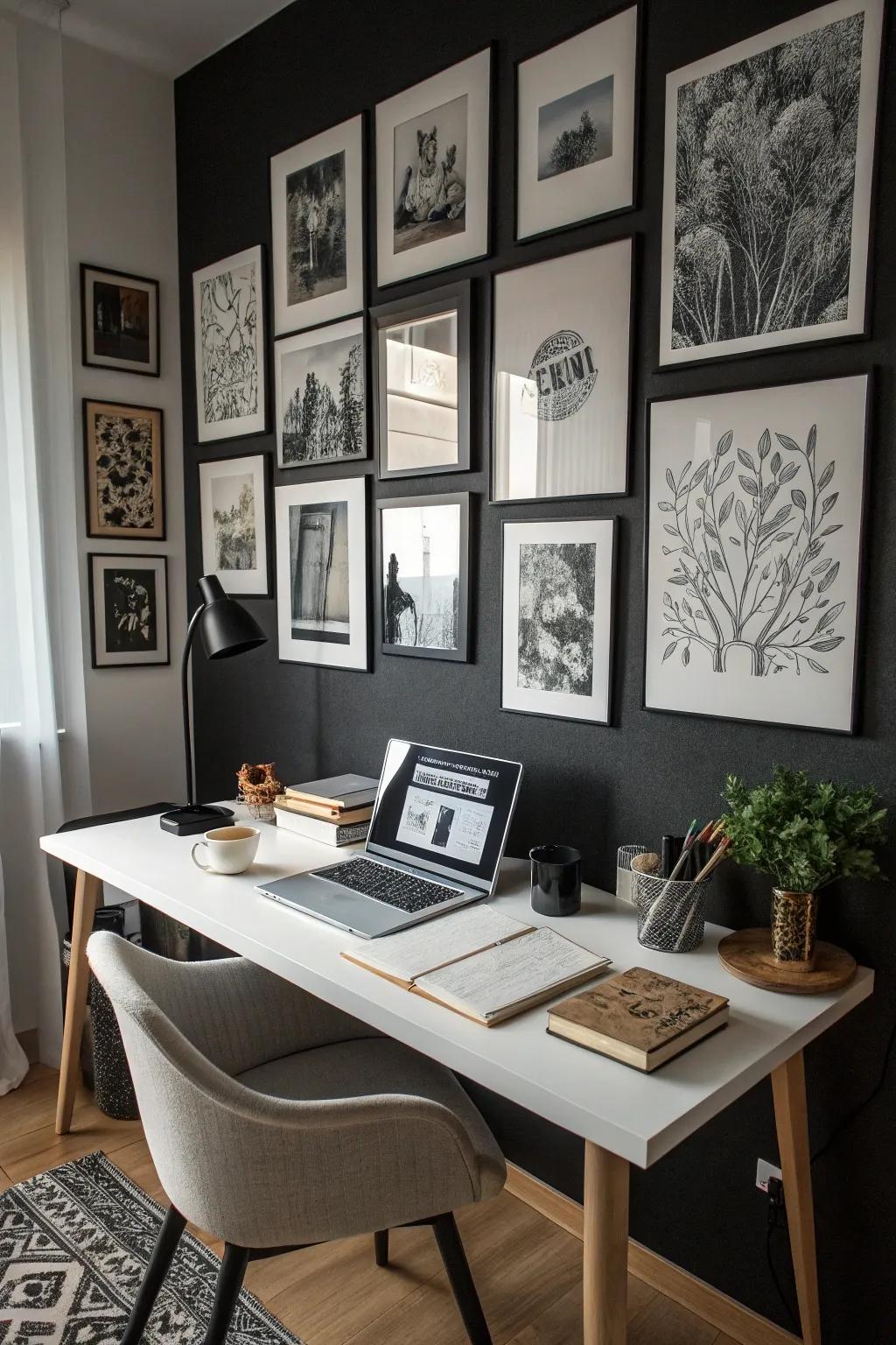 Turn your wall into a personalized art display with monochrome images.