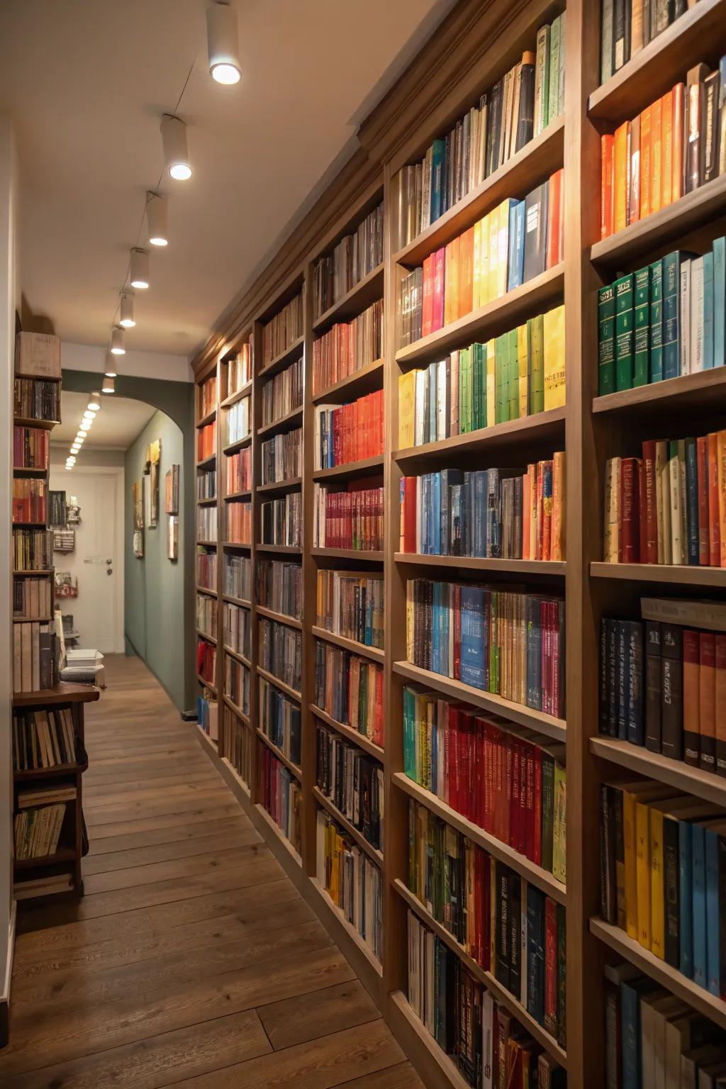 A stunning floor-to-ceiling book display that captures the eye.