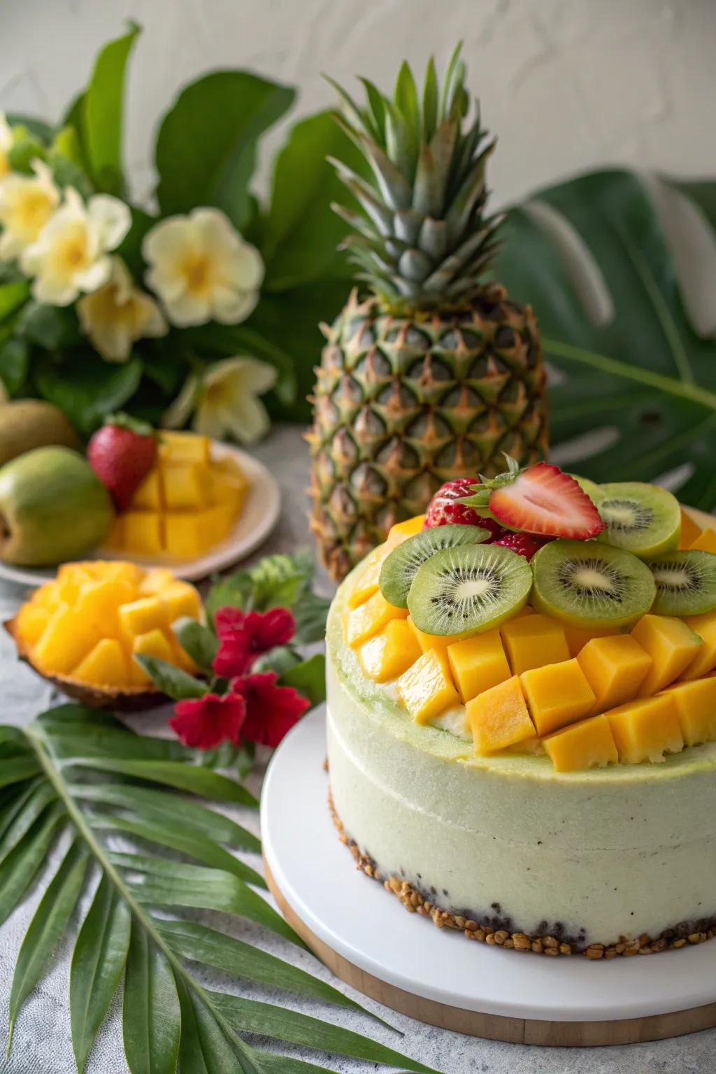 A cake that feels like a trip to a tropical paradise.