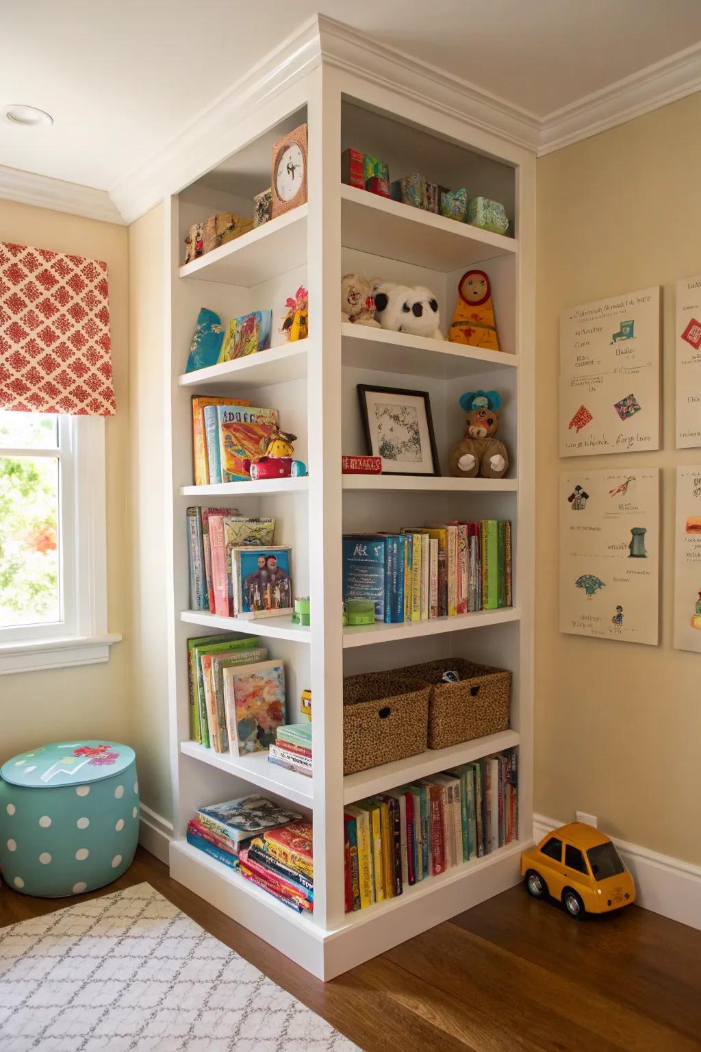 Corner shelves ensure every bit of space is useful.
